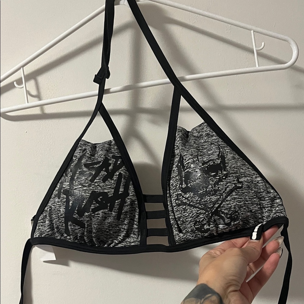 Stylish Black and Gray Women's Bikini Top